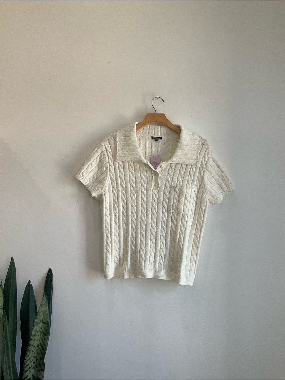 wild fable Cream Cable Knit Polo Tee